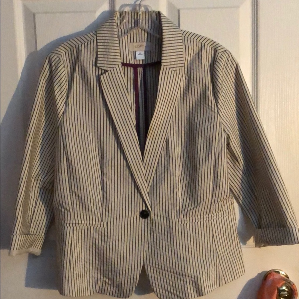 Loft Cream and Black Stripe Blazer